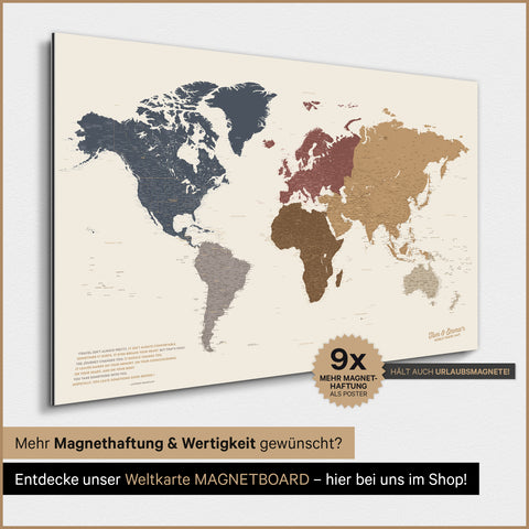 Mappa del mondo TRAVEL® poster magnetico – Multicolor Matt