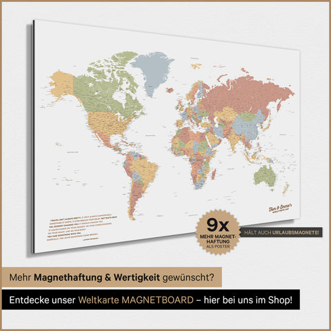 Mappa del mondo TRAVEL® poster magnetico – Multicolor Sienna