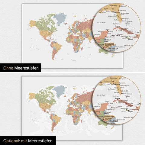Mappa del mondo TRAVEL® poster magnetico – Multicolor Sienna
