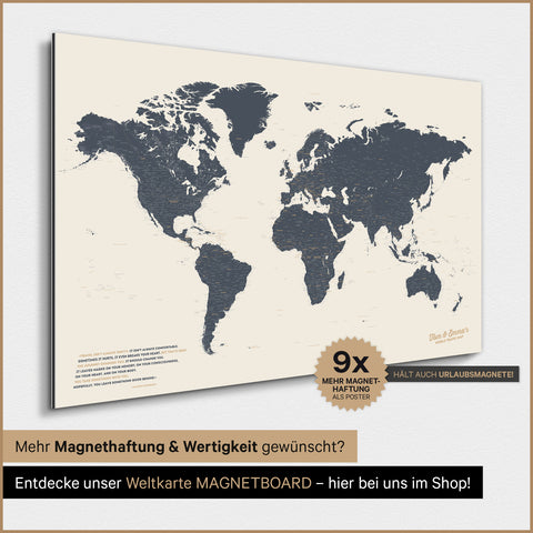 Mappa del mondo TRAVEL® poster magnetico – Navy Light