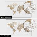 Mappa del mondo a colori multicolore beige con profondità marine bidimensionali