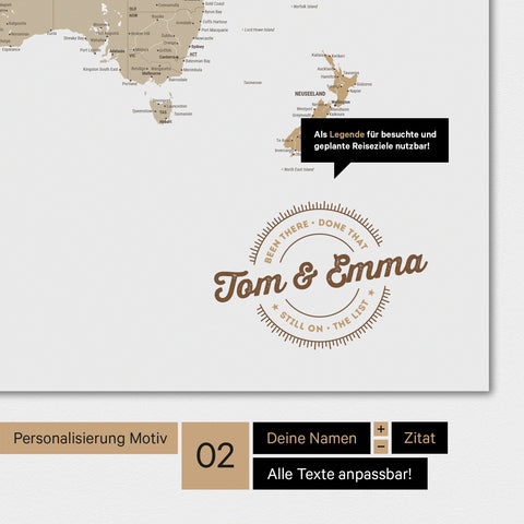 Motivo alternativo per una personalizzazione con il tuo nome su una mappa del mondo a colori multicolore beige