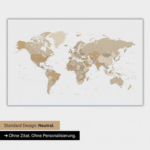 Mappa del mondo in versione standard neutra e colore Colore Multicolore Beige
