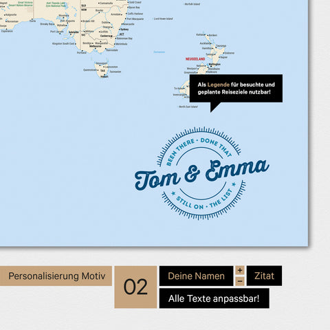 Motivo alternativo per una personalizzazione con il tuo nome su una mappa del mondo a colori Multicolor Classic