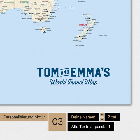 Mappa del mondo a colori Multicolor Classic con un logo vintage come personalizzazione moderna