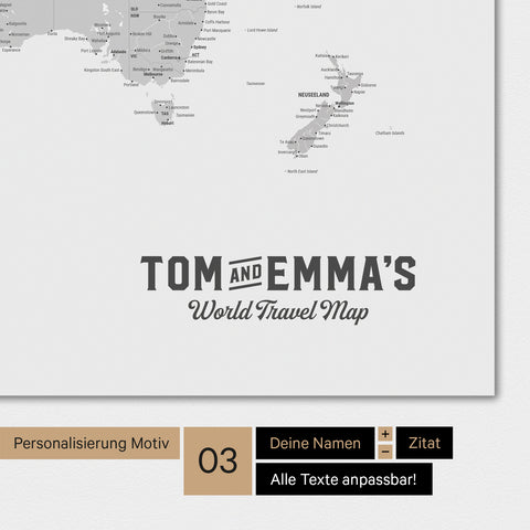 Mappa del mondo a colori Multicolor Grigio con un logo vintage come personalizzazione moderna