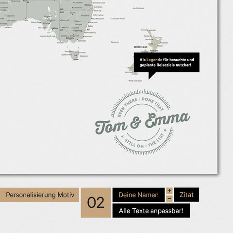 Motivo alternativo per una personalizzazione con il tuo nome su una mappa del mondo a colori Multicolor Sage