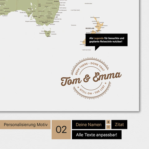 Motivo alternativo per una personalizzazione con il tuo nome su una mappa del mondo a colori Multicolor Sienna