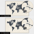 Mappa del mondo in colore Navy Light con profondità marine bidimensionali