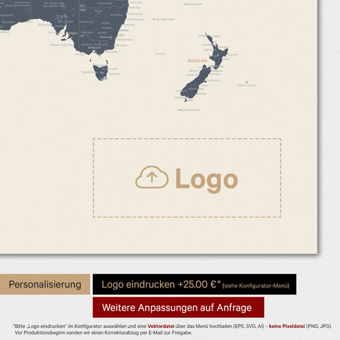 Mappa del mondo magnetica TRAVEL® su lavagna magnetica – Navy Light