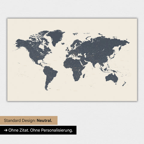 Mappa del mondo in versione standard neutra e colore Navy Light
