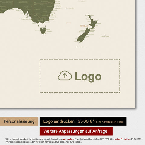 Mappa del mondo TRAVEL® poster premium – Olive Green