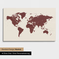 Versione neutra e semplice di una mappa del mondo come Mappa da puntine in Bordeaux Rosso senza personalizzazione