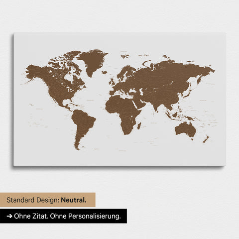 Versione neutra e semplice di una mappa del mondo come Mappa da puntine in marrone senza personalizzazione