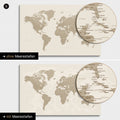 Mappa del mondo in sabbia del deserto (beige) con profondità marine bidimensionali