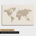Versione neutra e semplice di una mappa del mondo come Mappa da puntine in Desert Sand (beige) senza personalizzazione