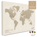 Mappa del mondo di alta qualità in Desert Sand (beige) come tela da appuntare, perfetta per segnare e pianificare viaggi, acquista