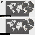 Mappa del mondo in grigio scuro con profondità marine bidimensionali