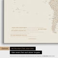 Mappa del mondo in oro con citazione stampata di Anthony Bourdain, che può essere sostituita con qualsiasi altra citazione durante la personalizzazione