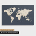 Versione neutra e semplice di una mappa del mondo come Mappa da puntine in Hale Navy (Blu scuro oro) senza personalizzazione