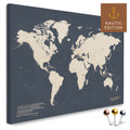 Mappa del mondo di alta qualità in Hale Navy (blu scuro oro) come tela da appuntare, perfetta per segnare e pianificare viaggi, acquista