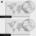 Mappa del mondo in grigio chiaro con profondità marine bidimensionali