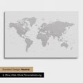 Versione neutra e semplice di una mappa del mondo come Mappa da puntine in grigio chiaro senza personalizzazione