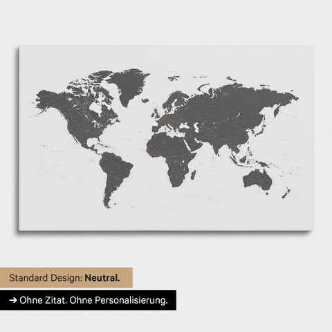 Versione neutra e semplice di una mappa del mondo come Mappa da puntine in grigio chiaro senza personalizzazione