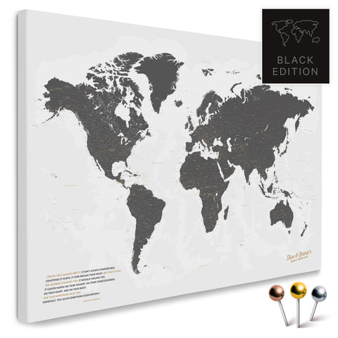 Mappa del mondo di alta qualità in grigio chiaro come tela da appuntare, perfetta per segnare e pianificare viaggi, acquista