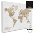 Mappa del mondo di alta qualità in beige multicolore come tela da appuntare, perfetta per segnare e pianificare viaggi, acquista