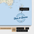 Mappa del mondo personalizzata come Mappa per puntine su tela multicolore, atlante con nomi stampati e una legenda per segnare i luoghi visitati