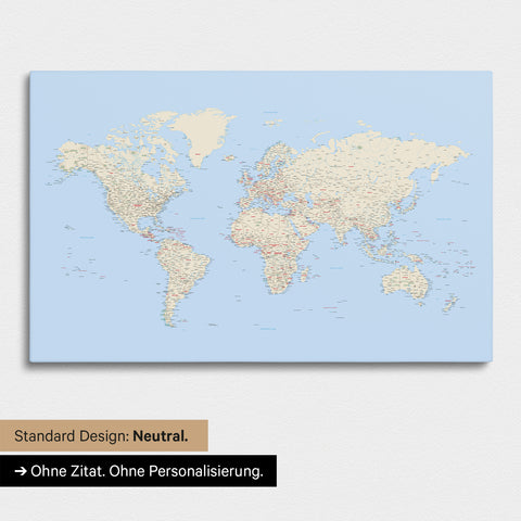Versione neutra e semplice di una mappa del mondo come Mappa da puntine in Atlante multicolore senza personalizzazione