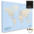 Mappa del mondo di alta qualità in Multicolor Classic come tela da appuntare, perfetta per segnare e pianificare viaggi, acquista