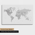 Versione neutra e semplice di una mappa del mondo come Mappa da puntine multicolore grigia senza personalizzazione