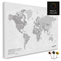 Mappa del mondo di alta qualità in grigio multicolore come tela da appuntare, perfetta per segnare e pianificare viaggi, acquista
