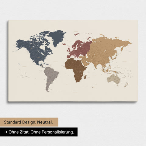 Versione neutra e semplice di una mappa del mondo come Mappa da puntine in multicolore opaco senza personalizzazione