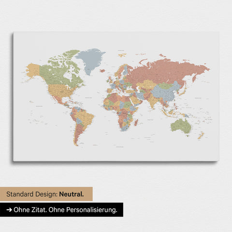 Versione neutra e semplice di una mappa del mondo come Mappa da puntine in Multicolor Sienna senza personalizzazione