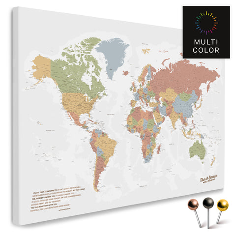 Mappa del mondo di alta qualità in multicolore Siena come tela da appuntare, perfetta per segnare e pianificare viaggi, acquista