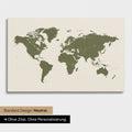 Versione neutra e semplice di una mappa del mondo come Mappa da puntine in verde oliva senza personalizzazione