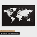 Versione neutra e semplice di una mappa del mondo come Mappa da puntine in bianco e nero senza personalizzazione