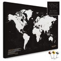 Mappa del mondo di alta qualità in bianco e nero come tela da appuntare, perfetta per segnare e pianificare viaggi, acquista
