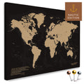 Mappa del mondo di alta qualità in Sonar Black (nero-oro) come tela da appuntare, perfetta per segnare e pianificare viaggi, acquista