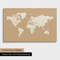 Versione neutra e semplice di una mappa del mondo come Mappa da puntine in Treasure Gold senza personalizzazione