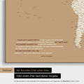 Mappa del mondo in Oro Tesoro con citazione stampata di Anthony Bourdain, che può essere sostituita con qualsiasi altra citazione durante la personalizzazione