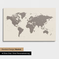 Versione neutra e semplice di una mappa del mondo come Mappa da puntine in Warmgray (marrone-grigio) senza personalizzazione