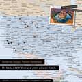 Mappa politica dettagliata del mondo come Mappa per puntine in atlante multicolore per segnare fino a 2.600 destinazioni di viaggio negli USA, Canada e Messico, ideale per la rappresentazione visiva di viaggi passati e piani di viaggio futuri