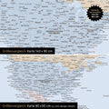 Confronto dimensioni di una mappa politica del mondo su tela nei formati 140 x 90 cm e 80 x 50 cm
