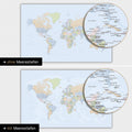 Mappa politica del mondo a colori Multicolor Atlante con profondità marine bidimensionali
