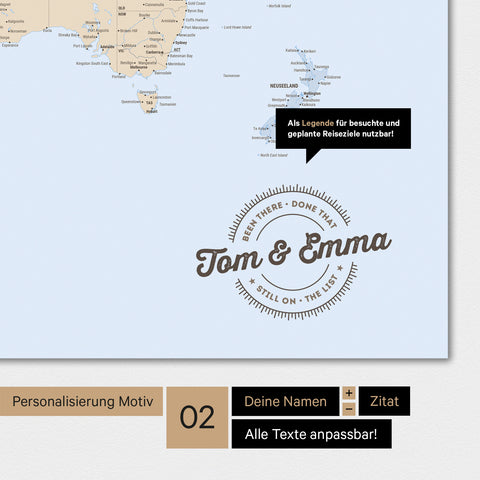 Alternative motivo per una personalizzazione con il tuo nome su una mappa politica del mondo a colori multicolore Atlante