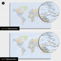 Mappa politica del mondo in atlante multicolore con profondità marine bidimensionali